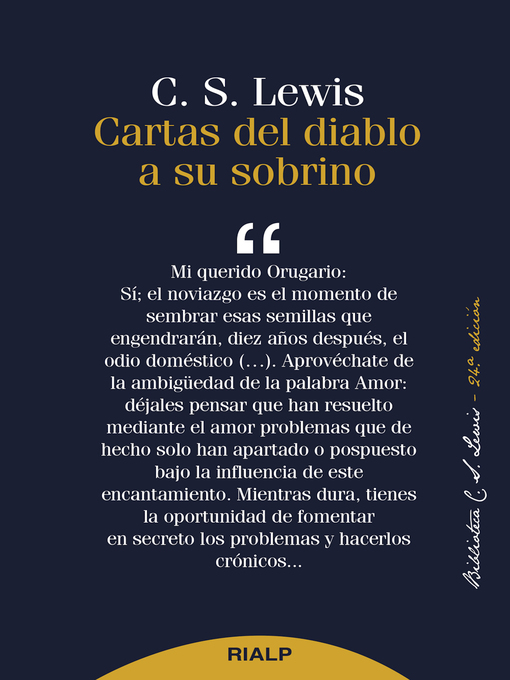 Title details for Cartas del diablo a su sobrino by Clive Staples Lewis - Available